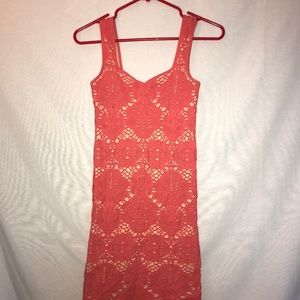Intimately Free People Medallion Bodycon Lined Orange Tank Dress Sz M/L